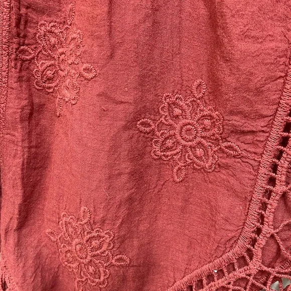 Democracy boho lace embroidered open rose color size small top - Picture 5 of 6